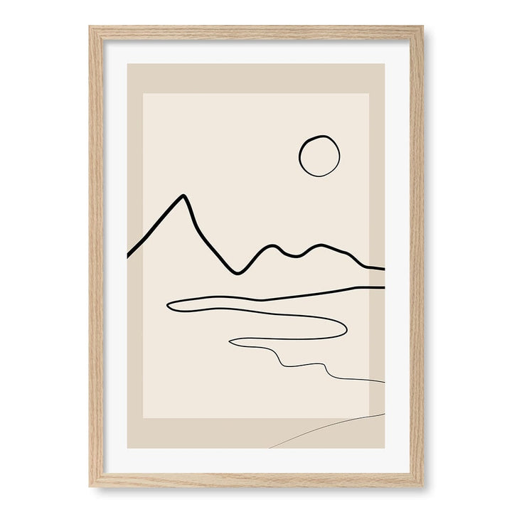 Minimalist Horizon Line Art Print by Elena Ristova A4 (21 x 29.7cm) / Natural Oak Frame / White Border from our Australian Made Framed Wall Art, Prints & Posters collection by Profile Australia