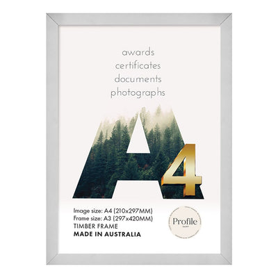Modern Narrow Silver A4 Photo Frame (Bulk Frame 3 Pack) from our Australian Made A4 Picture Frames collection by Profile Products Australia