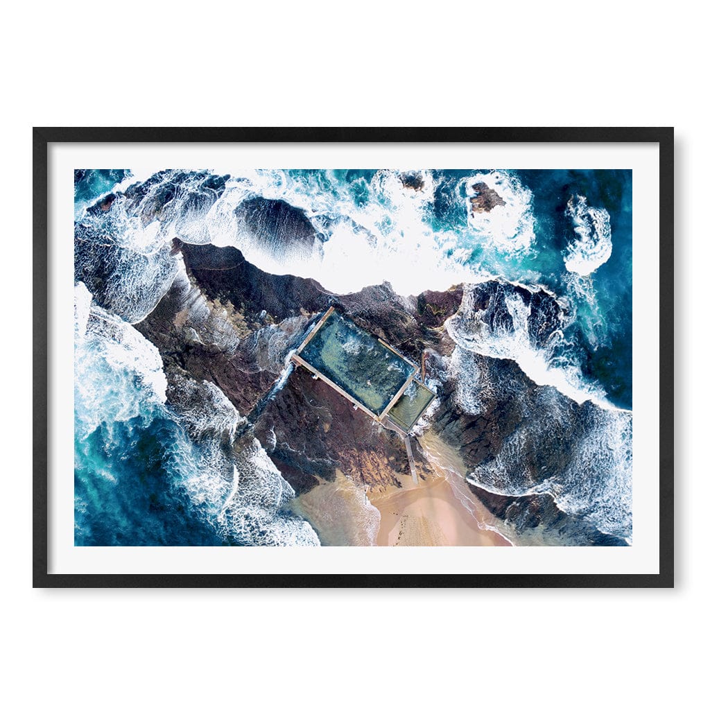 Mona Vale Ocean Pool Wall Art Print A1 (59.4 x 84.1cm) / Matte Black Frame / White Border from our Australian Made Framed Wall Art, Prints & Posters collection by Profile Products (Australia) Pty Ltd