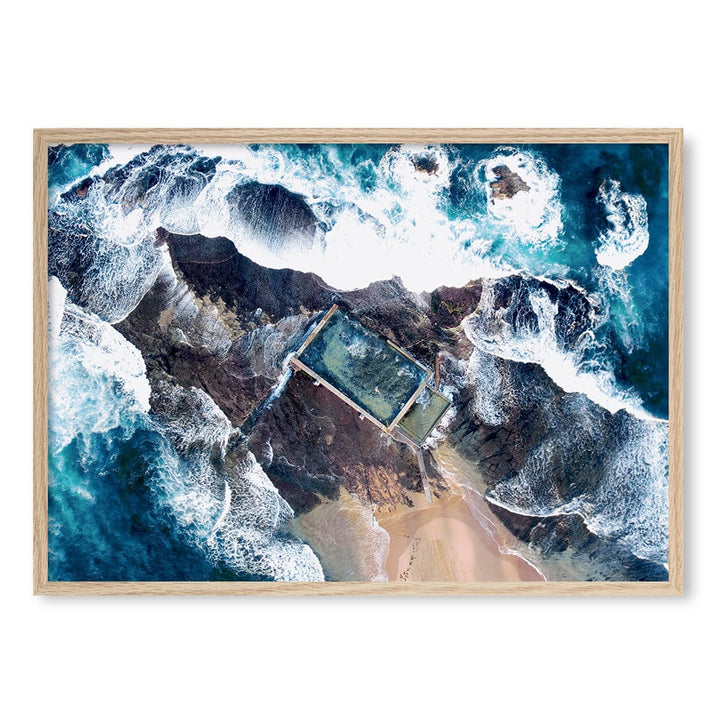 Mona Vale Ocean Pool Wall Art Print A1 (59.4 x 84.1cm) / Natural Oak Frame / No Border from our Australian Made Framed Wall Art, Prints & Posters collection by Profile Products (Australia) Pty Ltd
