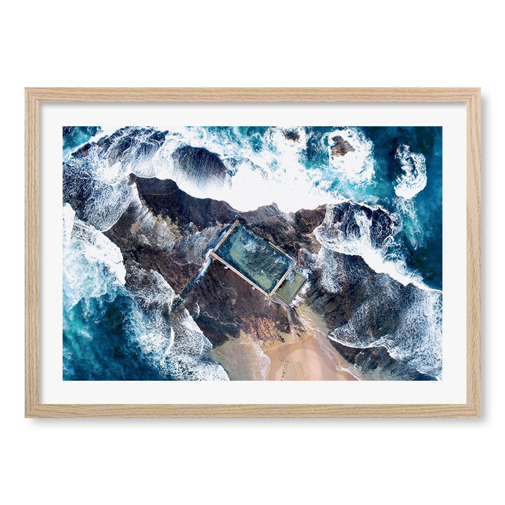 Mona Vale Ocean Pool Wall Art Print A2 (42 x 59.4cm) / Natural Oak Frame / White Border from our Australian Made Framed Wall Art, Prints & Posters collection by Profile Products (Australia) Pty Ltd