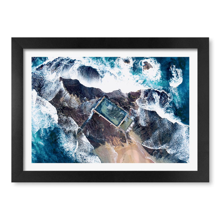 Mona Vale Ocean Pool Wall Art Print A4 (21 x 29.7cm) / Matte Black Frame / White Border from our Australian Made Framed Wall Art, Prints & Posters collection by Profile Products (Australia) Pty Ltd