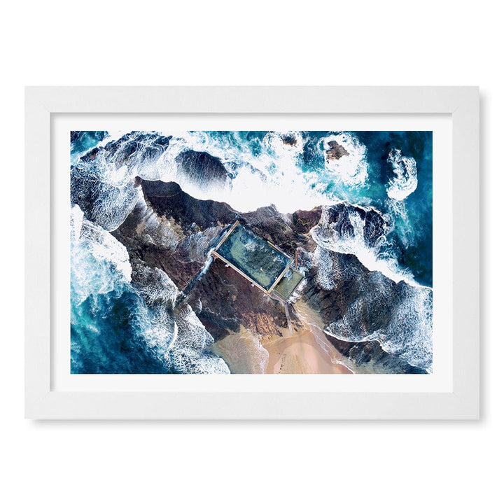 Mona Vale Ocean Pool Wall Art Print A4 (21 x 29.7cm) / Matte White Frame / White Border from our Australian Made Framed Wall Art, Prints & Posters collection by Profile Products (Australia) Pty Ltd