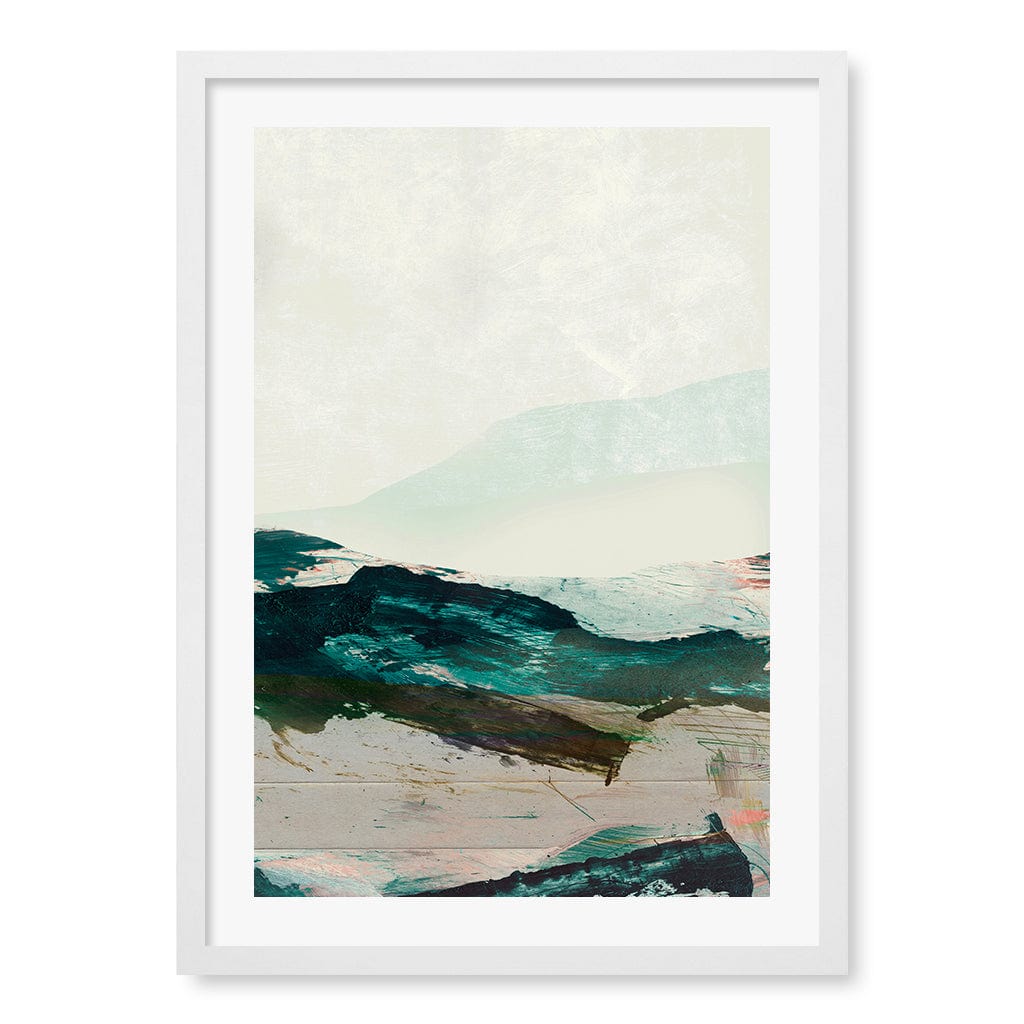Mountains No2 Abstract Wall Art Print by Dan Hobday A4 (21 x 29.7cm) / Matte White Frame / White Border from our Australian Made Framed Wall Art, Prints & Posters collection by Profile Products (Australia) Pty Ltd