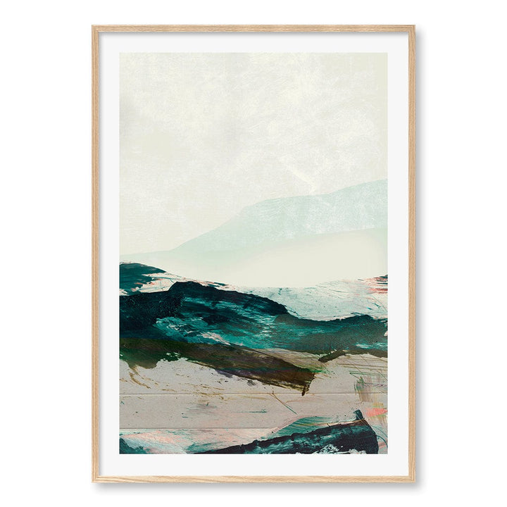 Mountains No2 Wall Art Print A0 (84.1 x 118.9cm) / Natural Oak Frame / White Border from our Australian Made Wall Art collection by Profile Australia