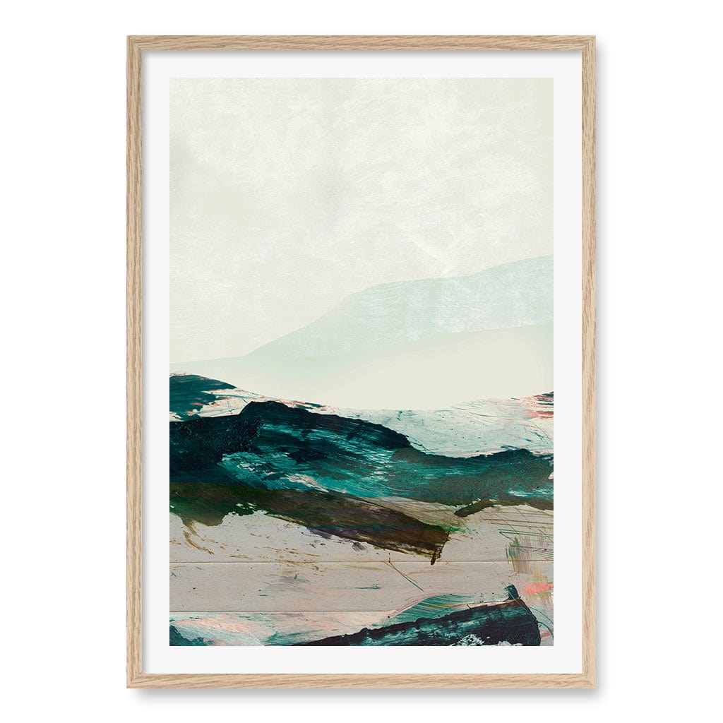 Mountains No2 Wall Art Print A1 (59.4 x 84.1cm) / Natural Oak Frame / White Border from our Australian Made Wall Art collection by Profile Australia
