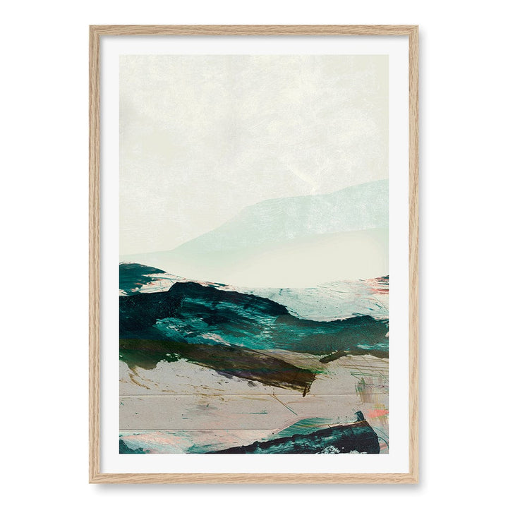 Mountains No2 Wall Art Print A1 (59.4 x 84.1cm) / Natural Oak Frame / White Border from our Australian Made Wall Art collection by Profile Australia