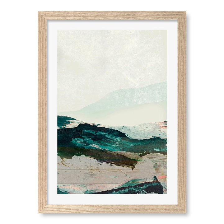 Mountains No2 Wall Art Print A3 (29.7 x 42cm) / Natural Oak Frame / White Border from our Australian Made Wall Art collection by Profile Australia