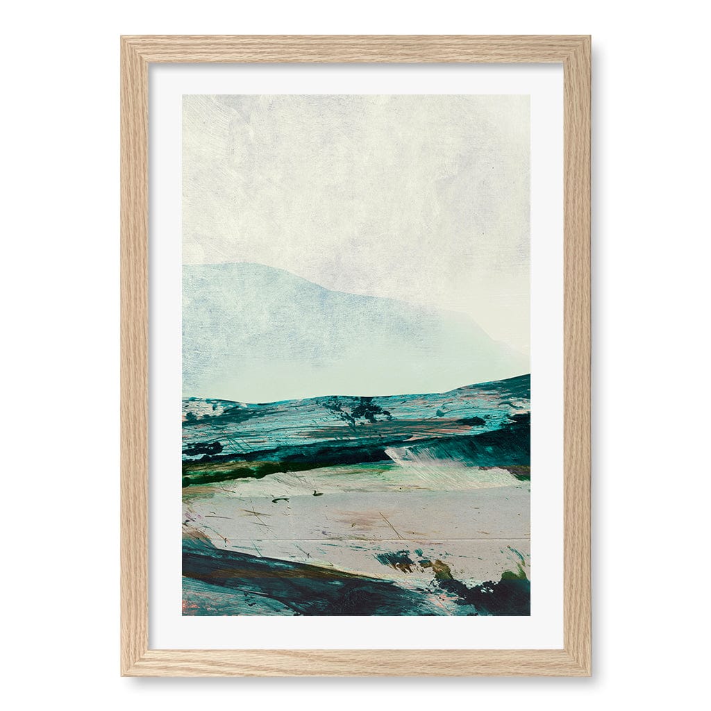 Mountains Wall Art Print A3 (29.7 x 42cm) / Natural Oak Frame / White Border from our Australian Made Wall Art collection by Profile Australia