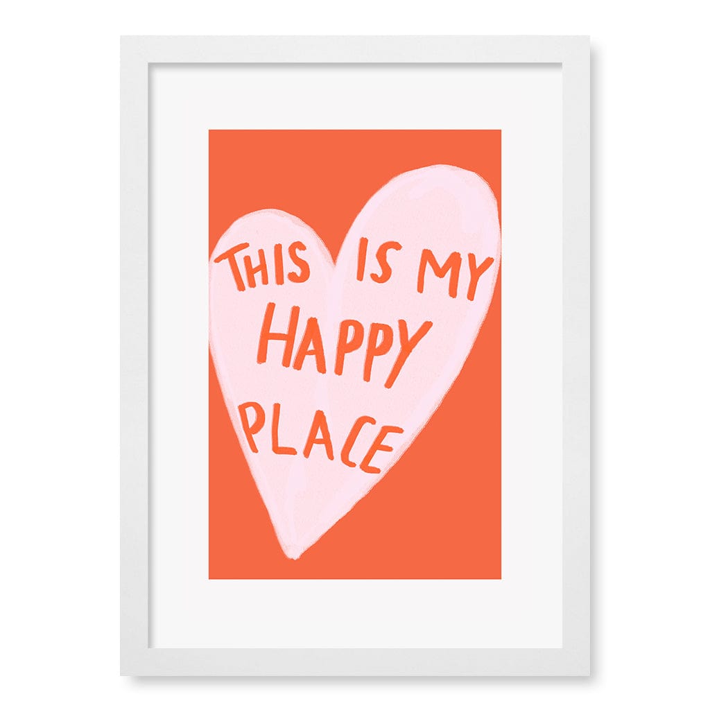 My Happy Place Wall Art Print A3 (29.7 x 42cm) / Matte White Frame / White Border from our Australian Made Framed Wall Art, Prints & Posters collection by Profile Products (Australia) Pty Ltd