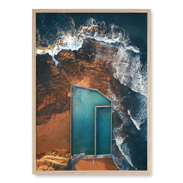 Narrabeen Ocean Pool Wall Art Print A1 (59.4 x 84.1cm) / Natural Oak Frame / No Border from our Australian Made Framed Wall Art, Prints & Posters collection by Profile Products (Australia) Pty Ltd