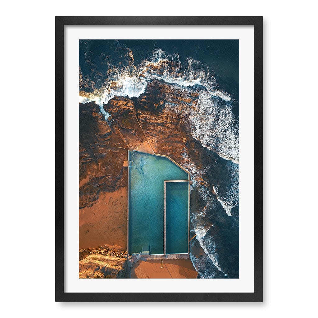 Narrabeen Ocean Pool Wall Art Print A2 (42 x 59.4cm) / Matte Black Frame / White Border from our Australian Made Framed Wall Art, Prints & Posters collection by Profile Products (Australia) Pty Ltd