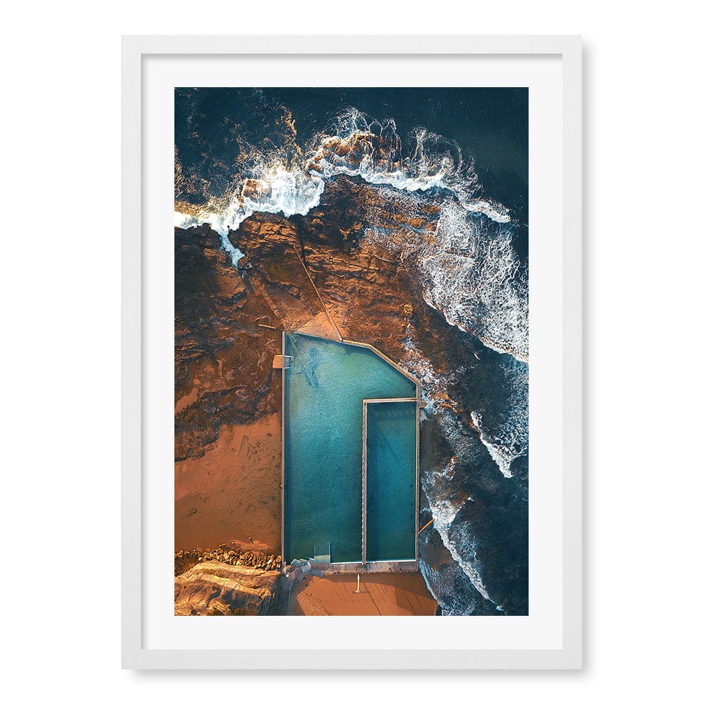 Narrabeen Ocean Pool Wall Art Print A2 (42 x 59.4cm) / Matte White Frame / White Border from our Australian Made Framed Wall Art, Prints & Posters collection by Profile Products (Australia) Pty Ltd