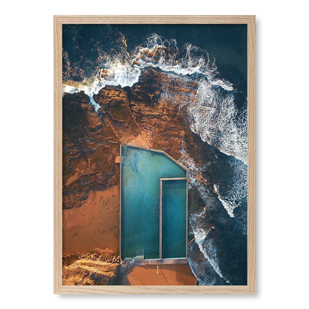 Narrabeen Ocean Pool Wall Art Print A2 (42 x 59.4cm) / Natural Oak Frame / No Border from our Australian Made Framed Wall Art, Prints & Posters collection by Profile Products (Australia) Pty Ltd