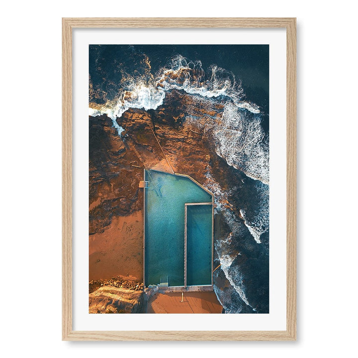Narrabeen Ocean Pool Wall Art Print A2 (42 x 59.4cm) / Natural Oak Frame / White Border from our Australian Made Framed Wall Art, Prints & Posters collection by Profile Products (Australia) Pty Ltd