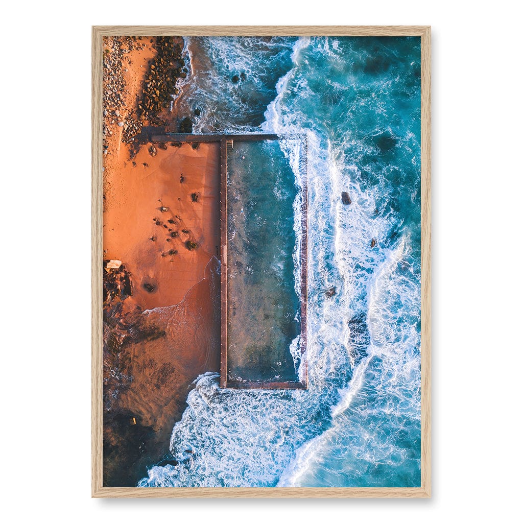 Newport Ocean Pool Wall Art Print A1 (59.4 x 84.1cm) / Natural Oak Frame / No Border from our Australian Made Framed Wall Art, Prints & Posters collection by Profile Products (Australia) Pty Ltd