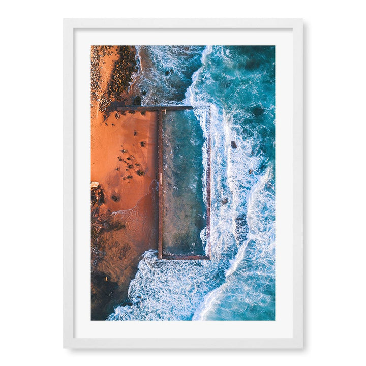 Newport Ocean Pool Wall Art Print A2 (42 x 59.4cm) / Matte White Frame / White Border from our Australian Made Framed Wall Art, Prints & Posters collection by Profile Products (Australia) Pty Ltd