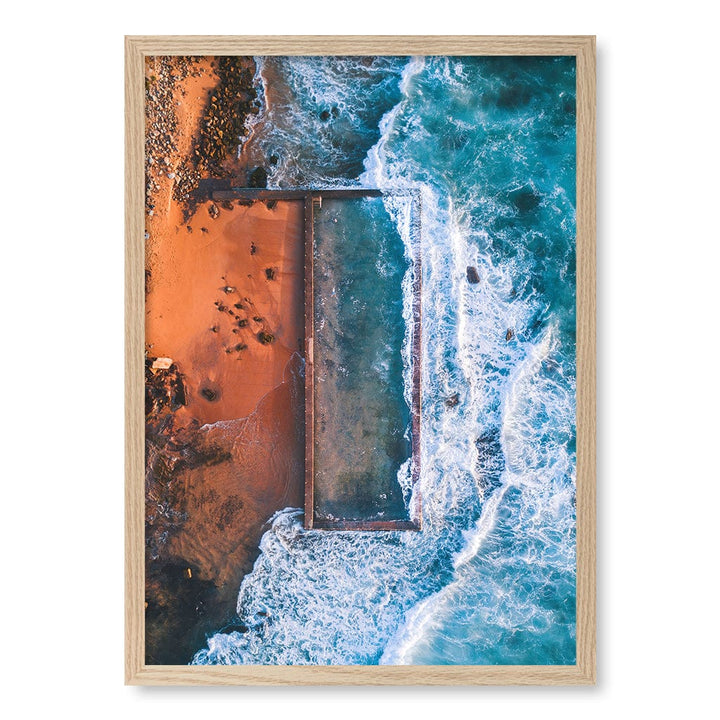 Newport Ocean Pool Wall Art Print A2 (42 x 59.4cm) / Natural Oak Frame / No Border from our Australian Made Framed Wall Art, Prints & Posters collection by Profile Products (Australia) Pty Ltd