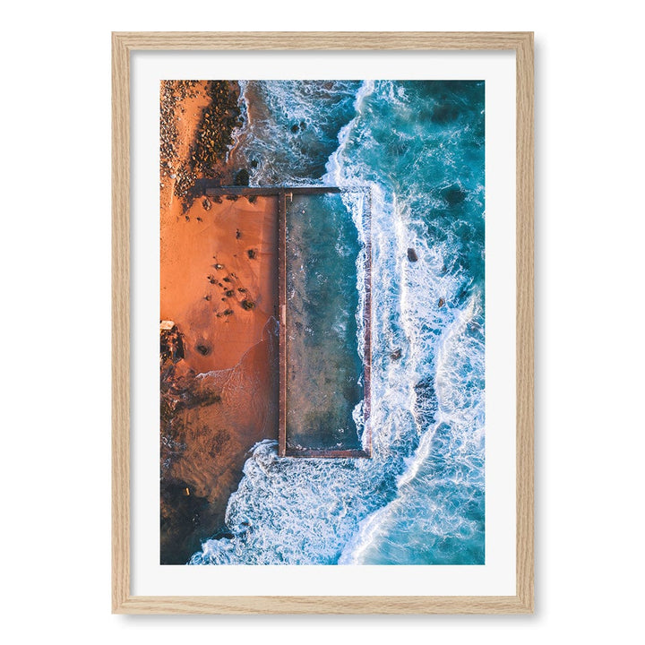 Newport Ocean Pool Wall Art Print A2 (42 x 59.4cm) / Natural Oak Frame / White Border from our Australian Made Framed Wall Art, Prints & Posters collection by Profile Products (Australia) Pty Ltd