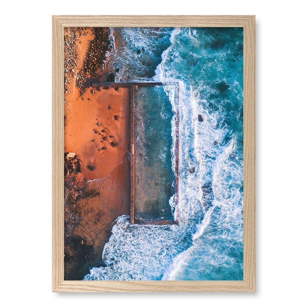 Newport Ocean Pool Wall Art Print A3 (29.7 x 42cm) / Natural Oak Frame / No Border from our Australian Made Framed Wall Art, Prints & Posters collection by Profile Products (Australia) Pty Ltd