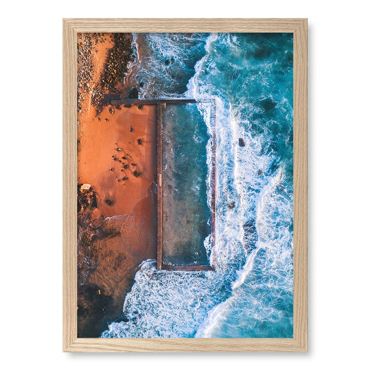 Newport Ocean Pool Wall Art Print A3 (29.7 x 42cm) / Natural Oak Frame / No Border from our Australian Made Framed Wall Art, Prints & Posters collection by Profile Products (Australia) Pty Ltd
