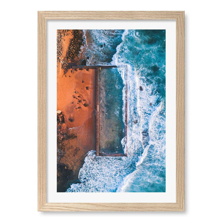 Newport Ocean Pool Wall Art Print A3 (29.7 x 42cm) / Natural Oak Frame / White Border from our Australian Made Framed Wall Art, Prints & Posters collection by Profile Products (Australia) Pty Ltd