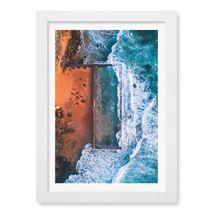 Newport Ocean Pool Wall Art Print A4 (21 x 29.7cm) / Matte White Frame / White Border from our Australian Made Framed Wall Art, Prints & Posters collection by Profile Products (Australia) Pty Ltd