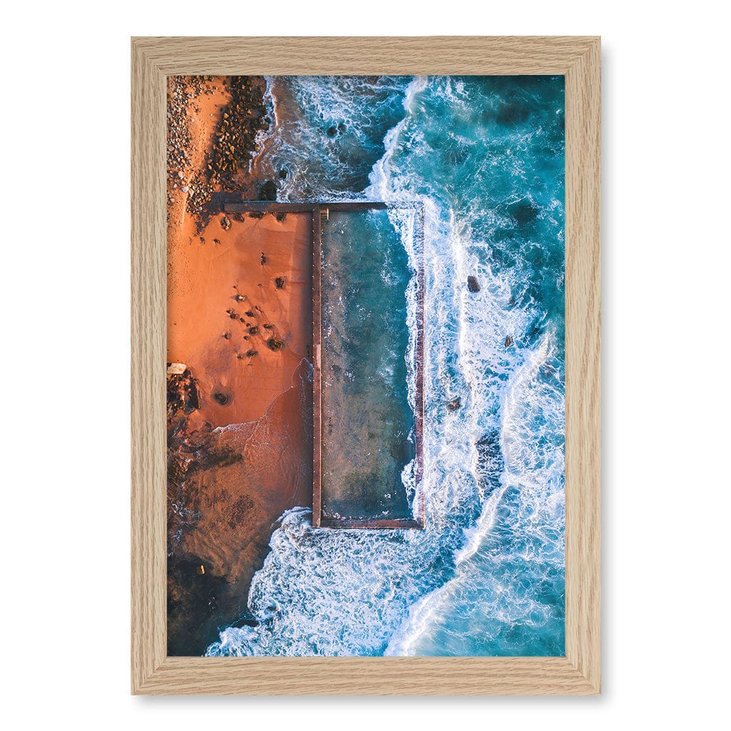 Newport Ocean Pool Wall Art Print A4 (21 x 29.7cm) / Natural Oak Frame / No Border from our Australian Made Framed Wall Art, Prints & Posters collection by Profile Products (Australia) Pty Ltd