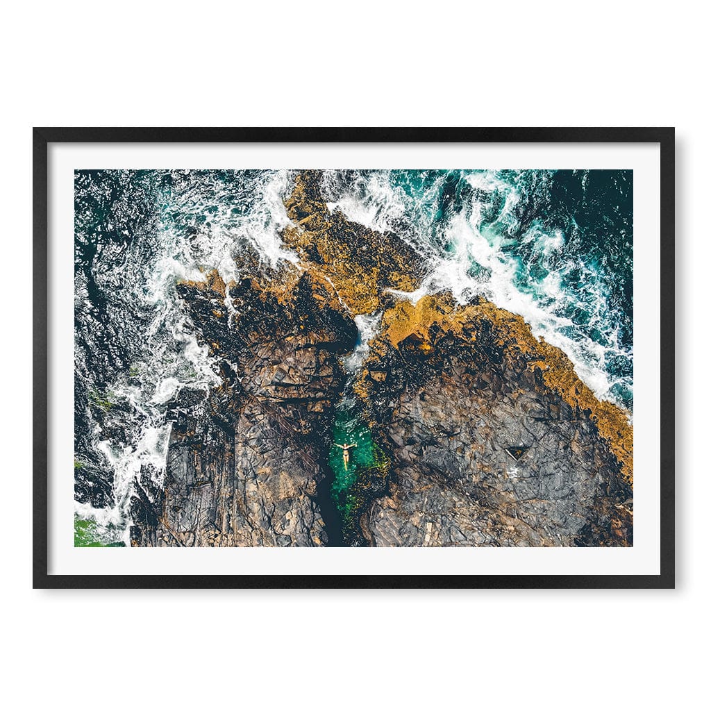 Noosa Rock Pool Wall Art Print A1 (59.4 x 84.1cm) / Matte Black Frame / White Border from our Australian Made Framed Wall Art, Prints & Posters collection by Profile Products (Australia) Pty Ltd