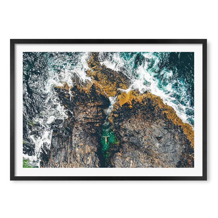 Noosa Rock Pool Wall Art Print A1 (59.4 x 84.1cm) / Matte Black Frame / White Border from our Australian Made Framed Wall Art, Prints & Posters collection by Profile Products (Australia) Pty Ltd