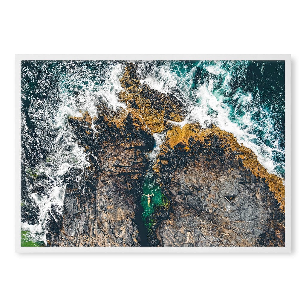 Noosa Rock Pool Wall Art Print A1 (59.4 x 84.1cm) / Matte White Frame / No Border from our Australian Made Framed Wall Art, Prints & Posters collection by Profile Products (Australia) Pty Ltd