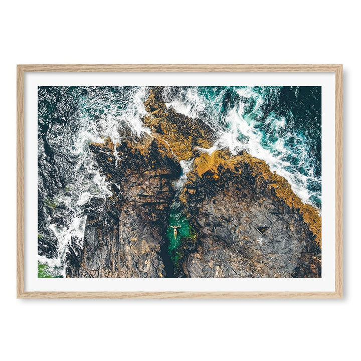 Noosa Rock Pool Wall Art Print A1 (59.4 x 84.1cm) / Natural Oak Frame / White Border from our Australian Made Framed Wall Art, Prints & Posters collection by Profile Products (Australia) Pty Ltd