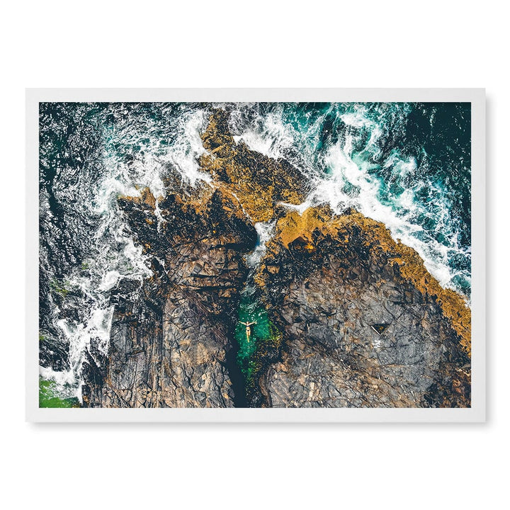 Noosa Rock Pool Wall Art Print A2 (42 x 59.4cm) / Matte White Frame / No Border from our Australian Made Framed Wall Art, Prints & Posters collection by Profile Products (Australia) Pty Ltd