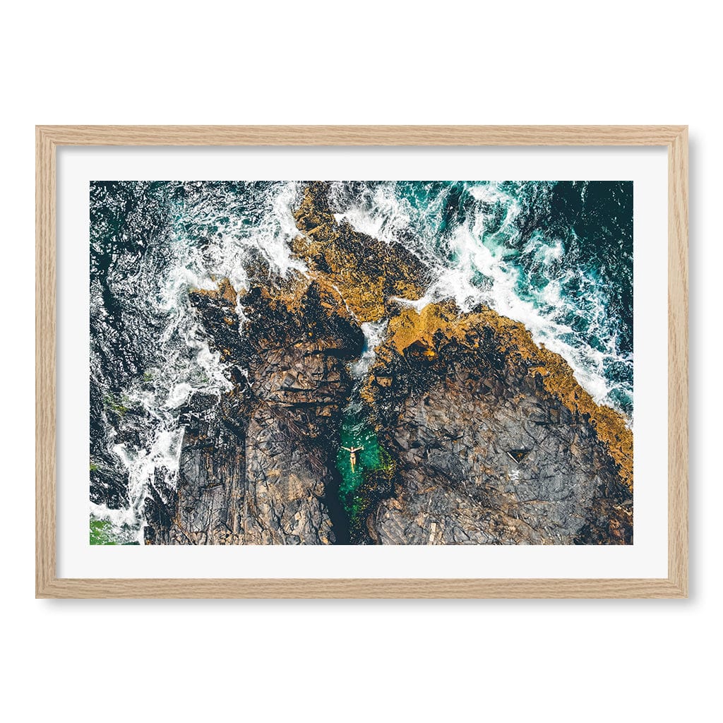 Noosa Rock Pool Wall Art Print A2 (42 x 59.4cm) / Natural Oak Frame / White Border from our Australian Made Framed Wall Art, Prints & Posters collection by Profile Products (Australia) Pty Ltd