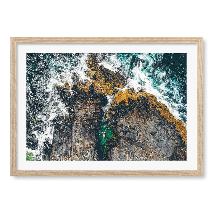 Noosa Rock Pool Wall Art Print A2 (42 x 59.4cm) / Natural Oak Frame / White Border from our Australian Made Framed Wall Art, Prints & Posters collection by Profile Products (Australia) Pty Ltd