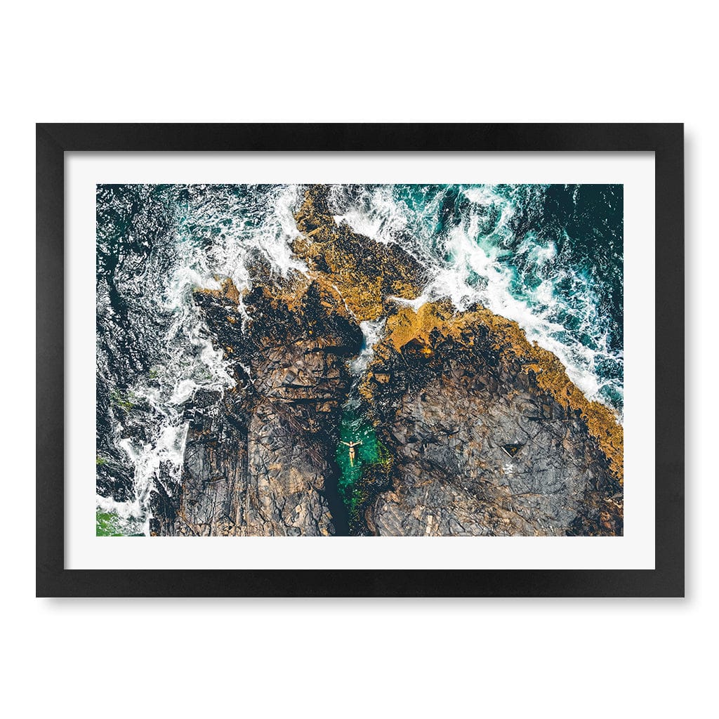 Noosa Rock Pool Wall Art Print A3 (29.7 x 42cm) / Matte Black Frame / White Border from our Australian Made Framed Wall Art, Prints & Posters collection by Profile Products (Australia) Pty Ltd