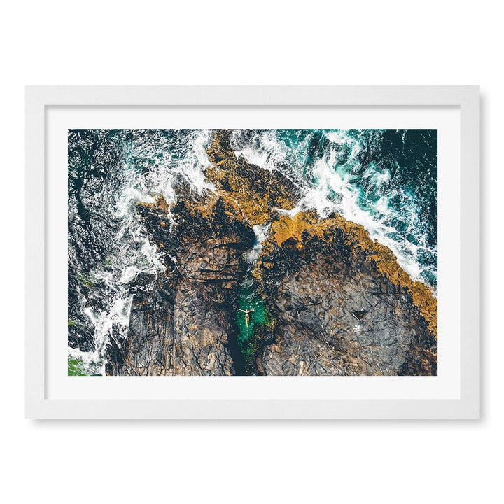 Noosa Rock Pool Wall Art Print A3 (29.7 x 42cm) / Matte White Frame / White Border from our Australian Made Framed Wall Art, Prints & Posters collection by Profile Products (Australia) Pty Ltd