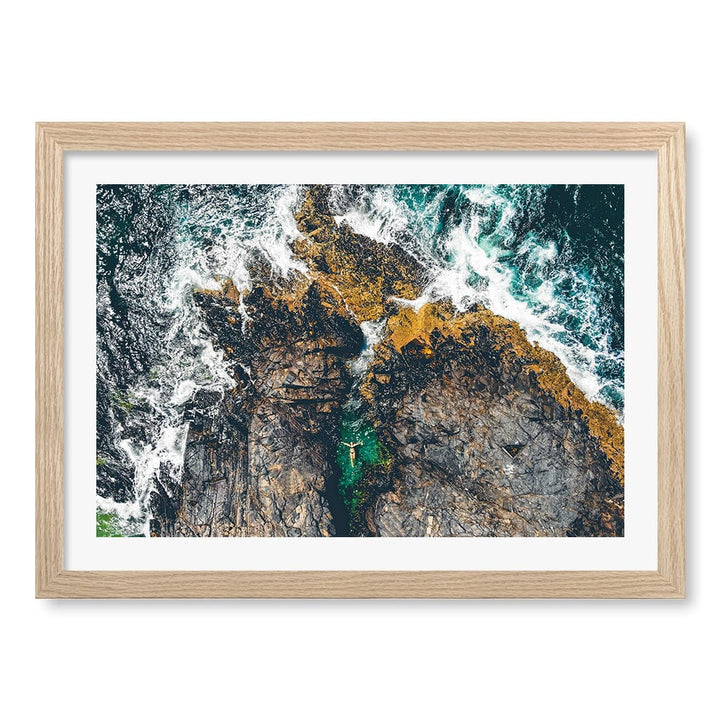Noosa Rock Pool Wall Art Print A3 (29.7 x 42cm) / Natural Oak Frame / White Border from our Australian Made Framed Wall Art, Prints & Posters collection by Profile Products (Australia) Pty Ltd