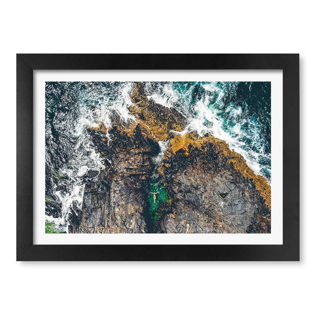 Noosa Rock Pool Wall Art Print A4 (21 x 29.7cm) / Matte Black Frame / White Border from our Australian Made Framed Wall Art, Prints & Posters collection by Profile Products (Australia) Pty Ltd