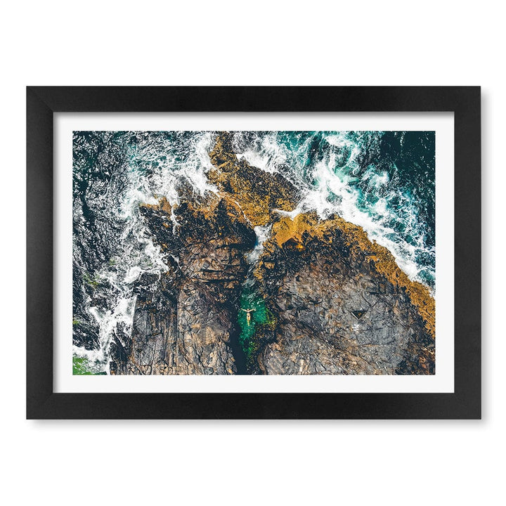 Noosa Rock Pool Wall Art Print A4 (21 x 29.7cm) / Matte Black Frame / White Border from our Australian Made Framed Wall Art, Prints & Posters collection by Profile Products (Australia) Pty Ltd