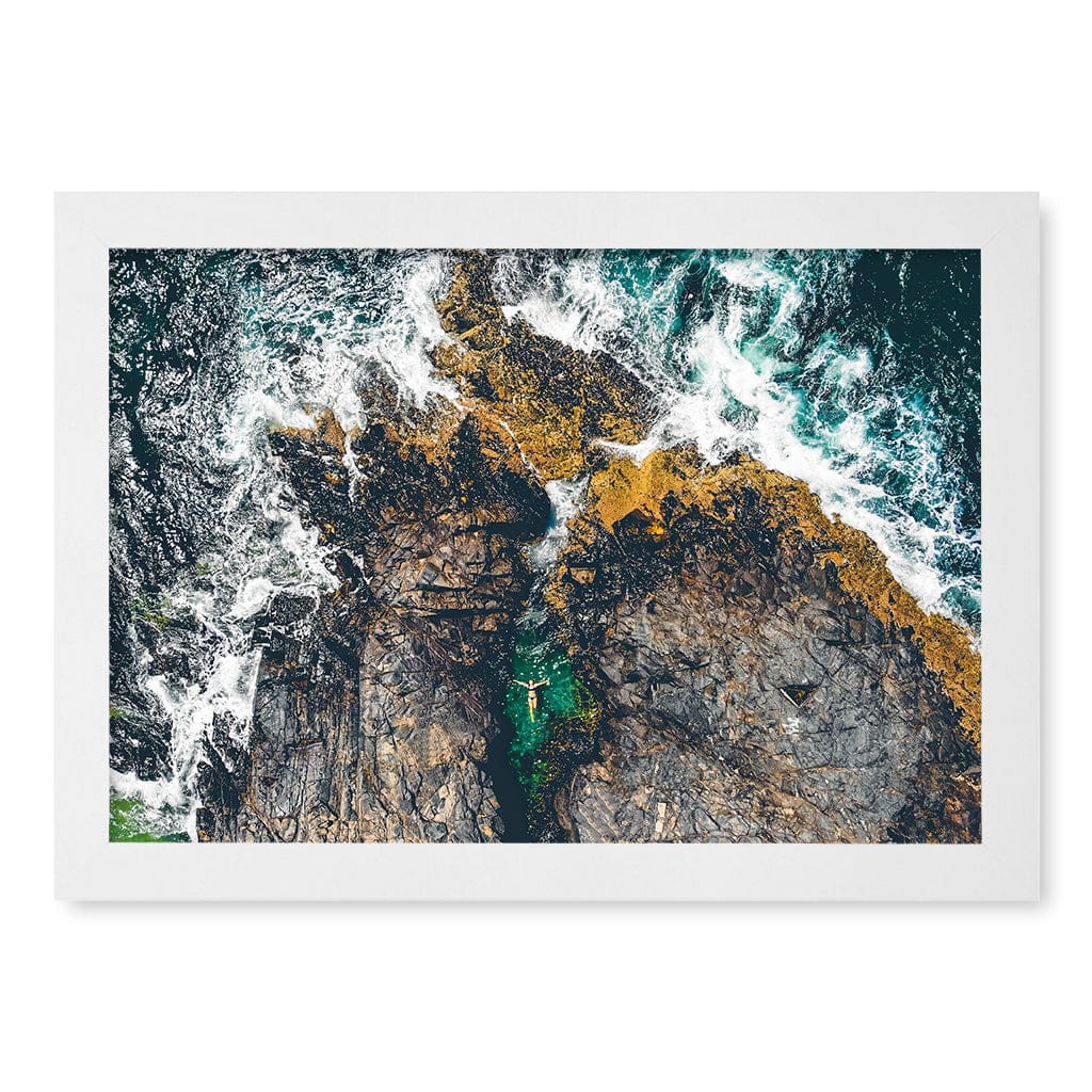 Noosa Rock Pool Wall Art Print A4 (21 x 29.7cm) / Matte White Frame / No Border from our Australian Made Framed Wall Art, Prints & Posters collection by Profile Products (Australia) Pty Ltd