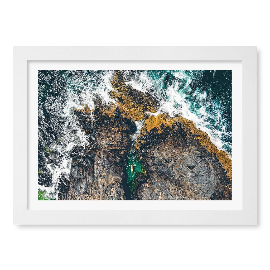 Noosa Rock Pool Wall Art Print A4 (21 x 29.7cm) / Matte White Frame / White Border from our Australian Made Framed Wall Art, Prints & Posters collection by Profile Products (Australia) Pty Ltd