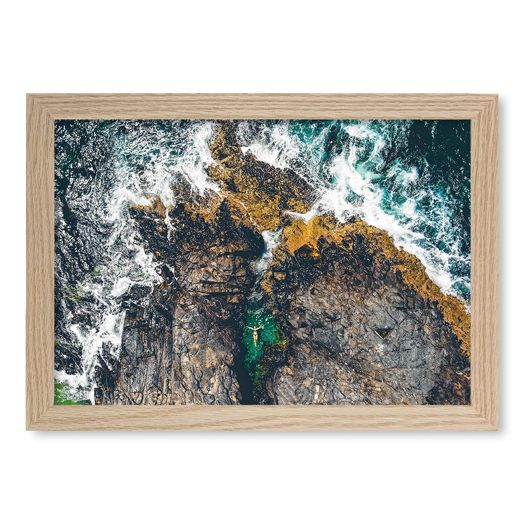 Noosa Rock Pool Wall Art Print A4 (21 x 29.7cm) / Natural Oak Frame / No Border from our Australian Made Framed Wall Art, Prints & Posters collection by Profile Products (Australia) Pty Ltd