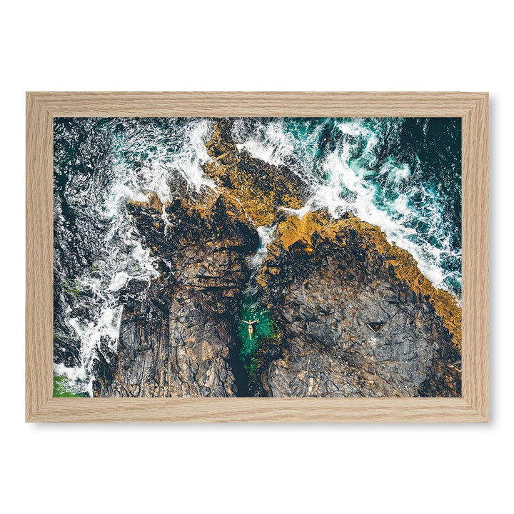 Noosa Rock Pool Wall Art Print A4 (21 x 29.7cm) / Natural Oak Frame / No Border from our Australian Made Framed Wall Art, Prints & Posters collection by Profile Products (Australia) Pty Ltd