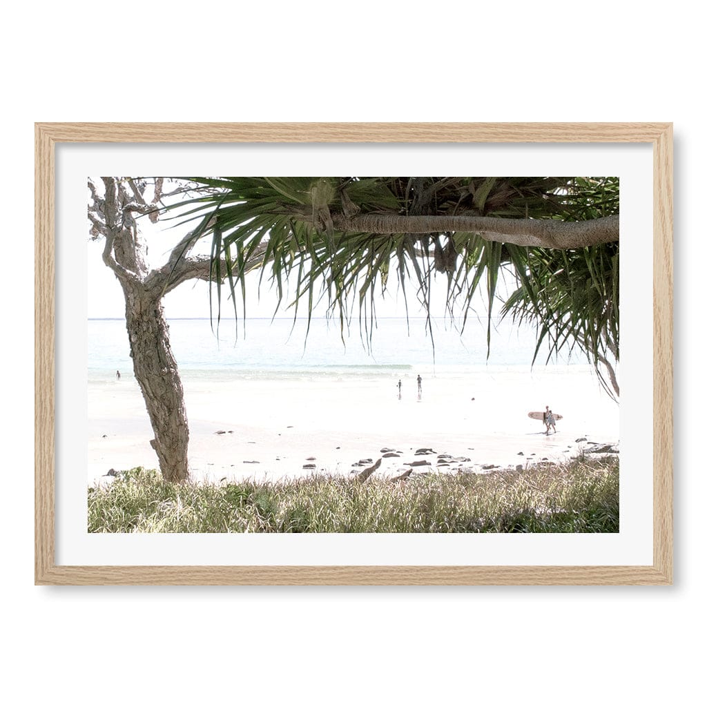 Noosa Under Palms Wall Art Print A2 (42 x 59.4cm) / Natural Oak Frame / White Border from our Australian Made Framed Wall Art, Prints & Posters collection by Profile Products (Australia) Pty Ltd