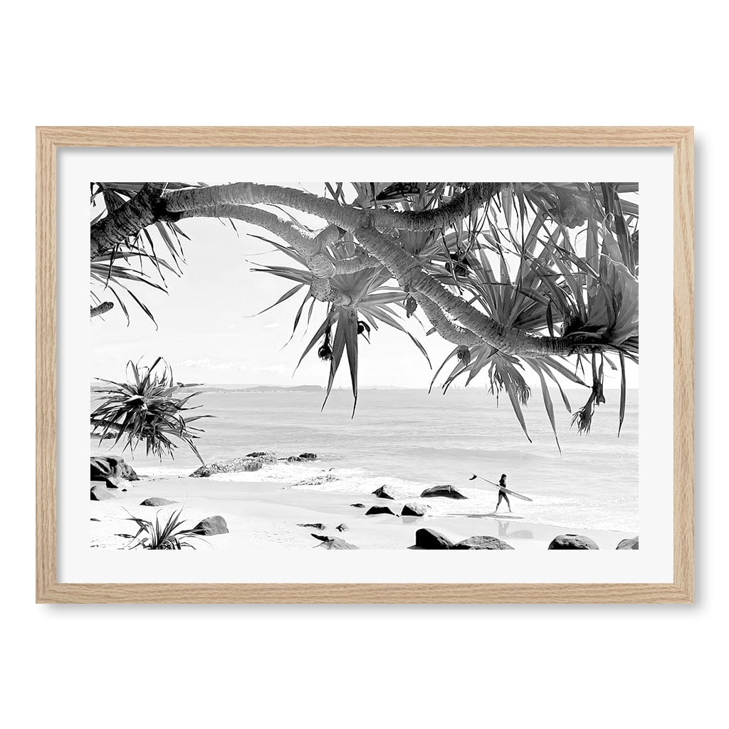 Ocean View B&W Wall Art Print A2 (42 x 59.4cm) / Natural Oak Frame / White Border from our Australian Made Framed Wall Art, Prints & Posters collection by Profile Products (Australia) Pty Ltd