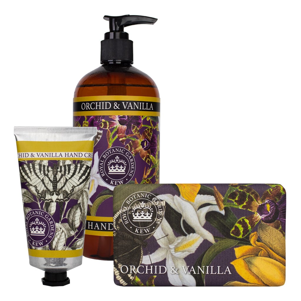 Orchid & Vanilla Hand Cream, Soap & Wash Bundle - Royal Kew Gardens from our Body & Bath collection by The English Soap Company