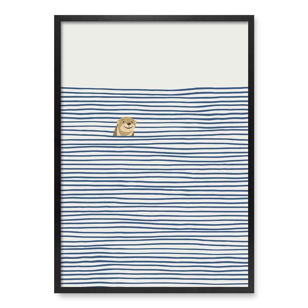 Otter In The Waves Kids Wall Art Print A1 (59.4 x 84.1cm) / Matte Black Frame / No Border from our Australian Made Framed Wall Art, Prints & Posters collection by Profile Products (Australia) Pty Ltd