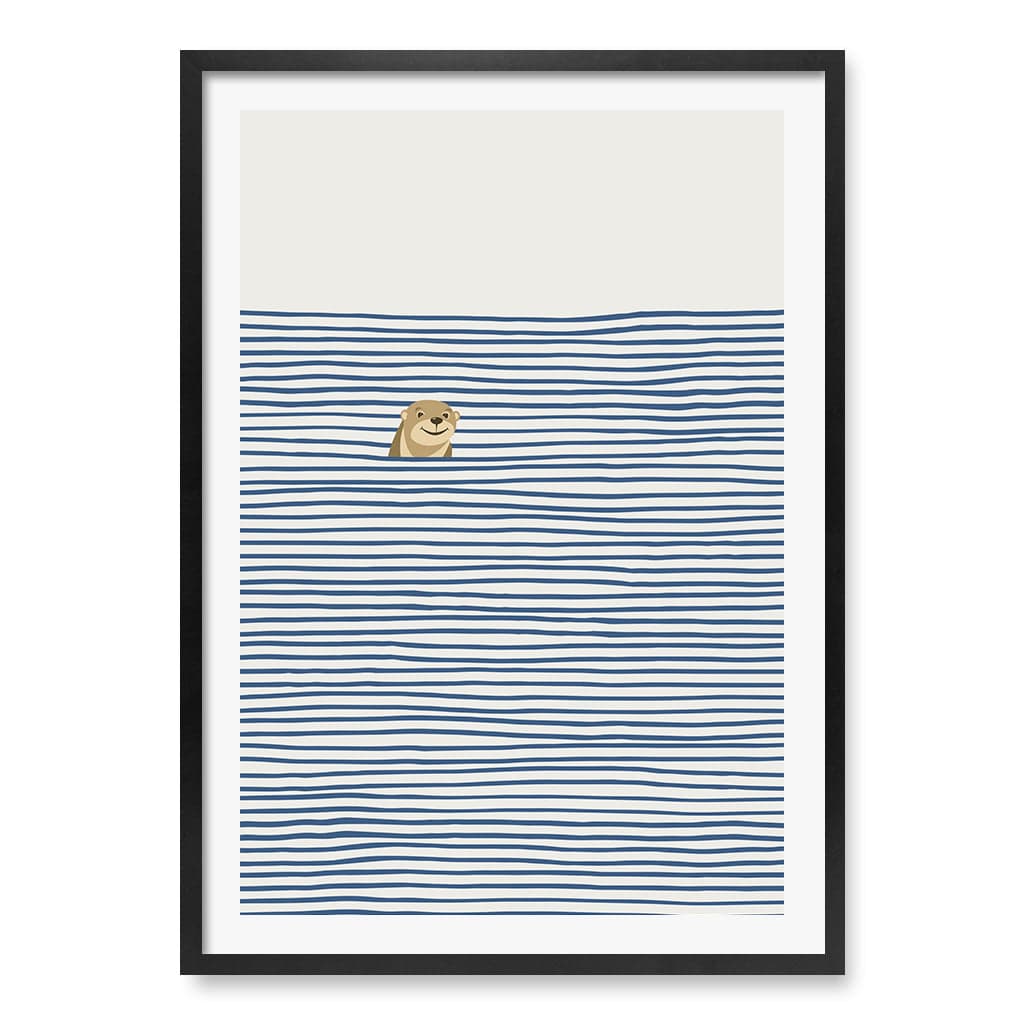 Otter In The Waves Kids Wall Art Print A1 (59.4 x 84.1cm) / Matte Black Frame / White Border from our Australian Made Framed Wall Art, Prints & Posters collection by Profile Products (Australia) Pty Ltd