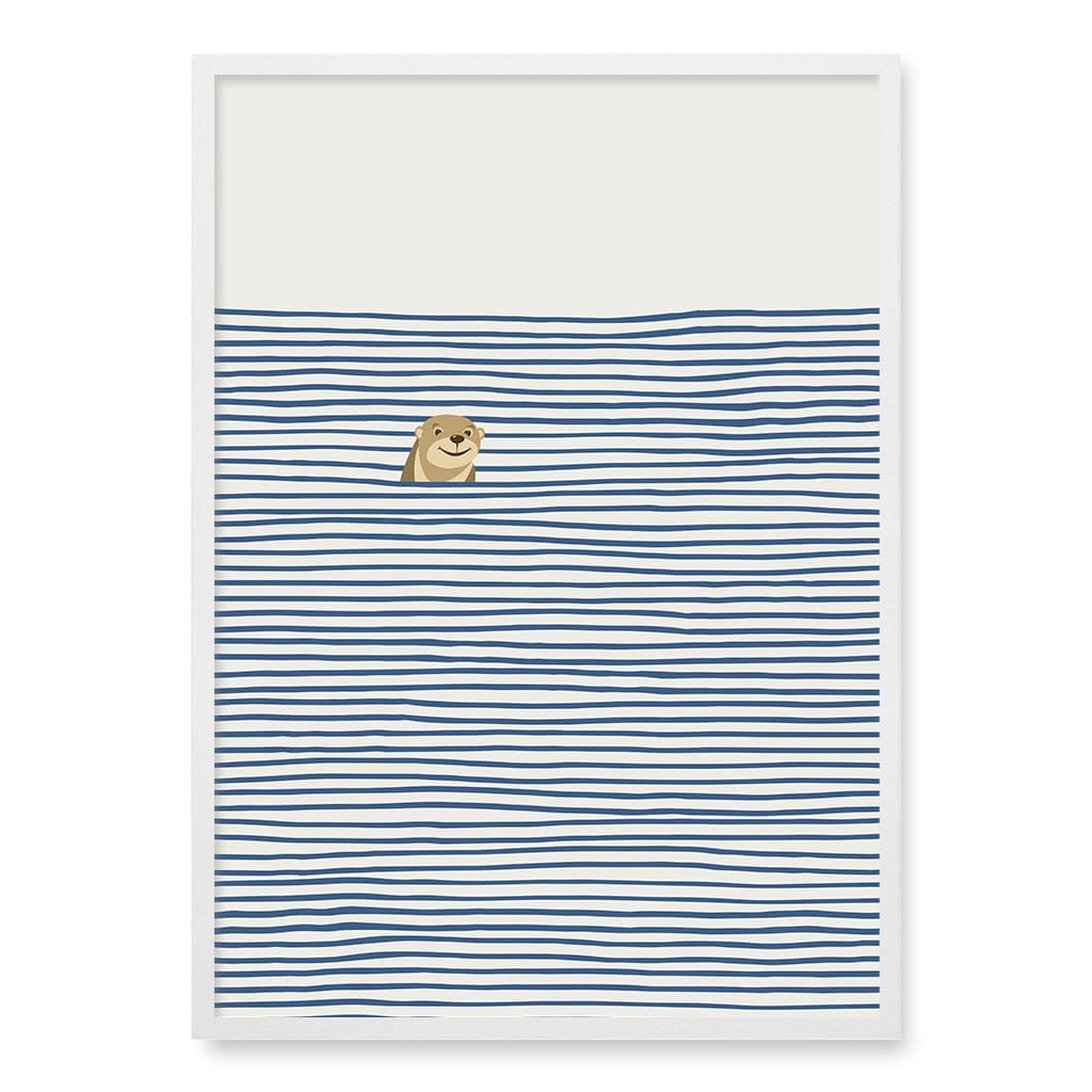 Otter In The Waves Kids Wall Art Print A1 (59.4 x 84.1cm) / Matte White Frame / No Border from our Australian Made Framed Wall Art, Prints & Posters collection by Profile Products (Australia) Pty Ltd